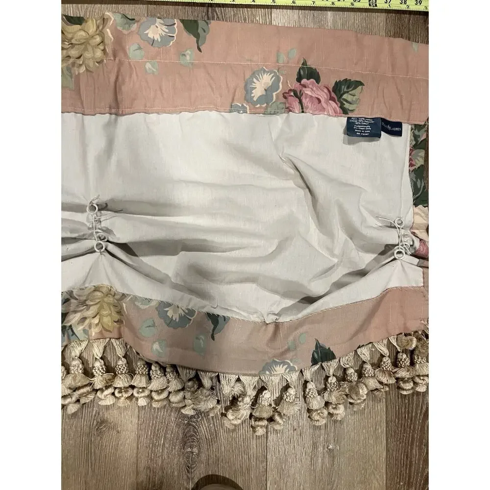 VTG Ralph Lauren Cynthia Pink Floral Valance Tassels Hand-Sewn Rings 80s RARE